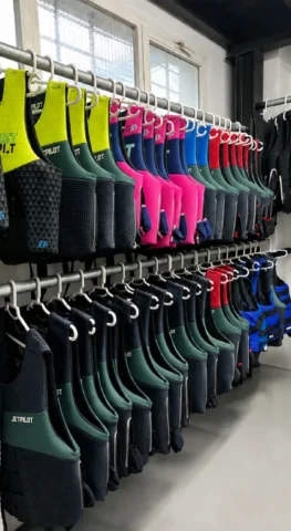 Special drying and sanitizing room for life jackets at JetSki Club Ibiza in Marina Santa Eulalia